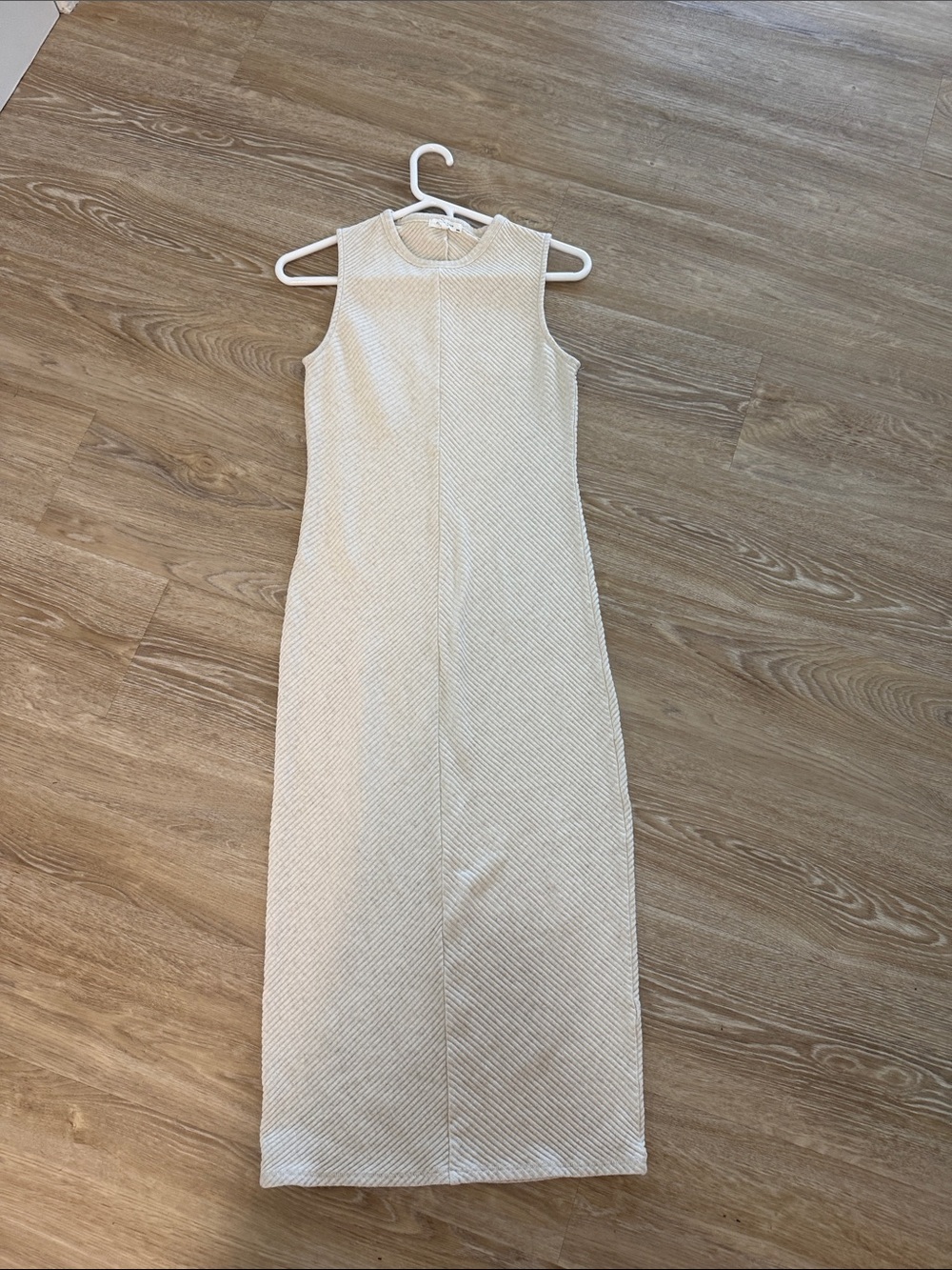 rag & bone Cream Sleeveless Ribbed Maxi Dress